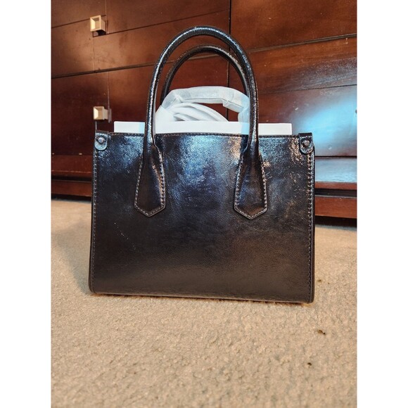 NWT Michael Kors Mercer Black Pebbled Leather Medium Crossbody Satchel Bag. - Picture 4 of 8